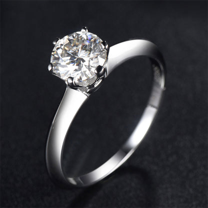 1CT Moissanite Classic Six-Prong Solitaire Ring - 925 Sterling Silver Engagement Ring