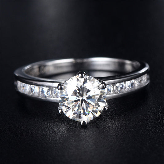 1CT Moissanite Eternity Band - Certified 925 Sterling Silver Wedding Ring with D Color Stones