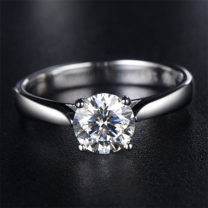 1CT Moissanite Four-Prong Solitaire Ring - 925 Sterling Silver Minimalist Engagement Ring