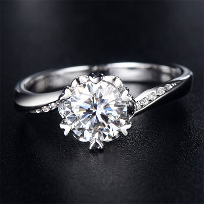 1CT Moissanite Snowflake Knot Engagement Ring - 925 Sterling Silver Twist Shank Solitaire