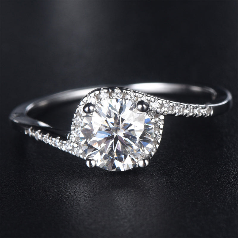 1CT Moissanite Twist Shank Eternity Ring - 925 Sterling Silver Diamond Simulant Band