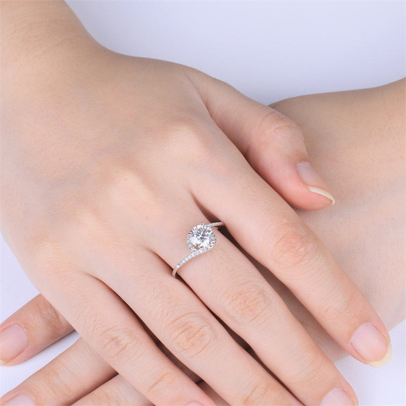 1CT Moissanite Twist Shank Eternity Ring - 925 Sterling Silver Diamond Simulant Band