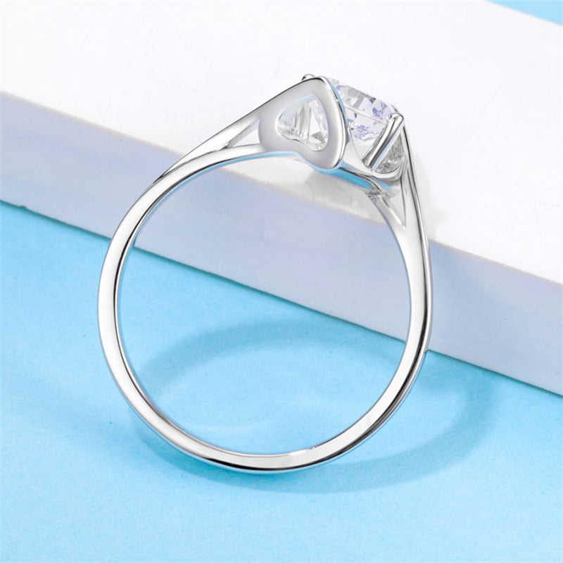 1CT Moissanite Twist Shank Ring - 925 Sterling Silver Minimalist Luxury Band