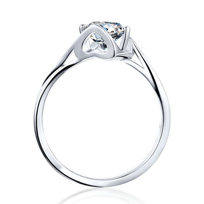 1CT Moissanite Twist Shank Ring - 925 Sterling Silver Minimalist Luxury Band