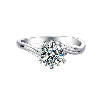 1CT Snowflake Moissanite Ring - 925 Sterling Silver Straight Band Engagement Ring