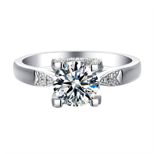 1 Carat Bullhead Four-Prong Moissanite Engagement Ring - 925 Sterling Silver Wedding Jewelry