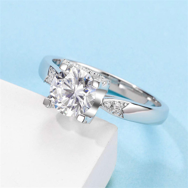 1 Carat Bullhead Four-Prong Moissanite Engagement Ring - 925 Sterling Silver Wedding Jewelry
