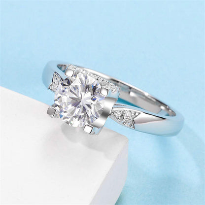 1 Carat Bullhead Four-Prong Moissanite Engagement Ring - 925 Sterling Silver Wedding Jewelry