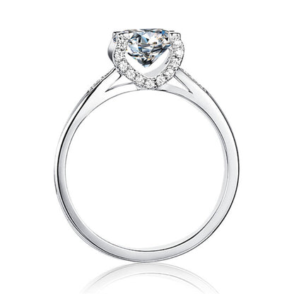 1 Carat Bullhead Four-Prong Moissanite Engagement Ring - 925 Sterling Silver Wedding Jewelry