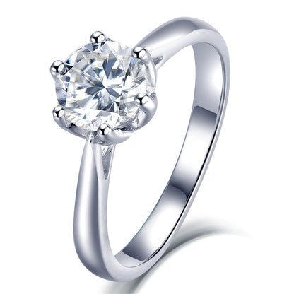 1 Carat D Color Moissanite Engagement Ring - 925 Sterling Silver Classic Solitaire Jewelry