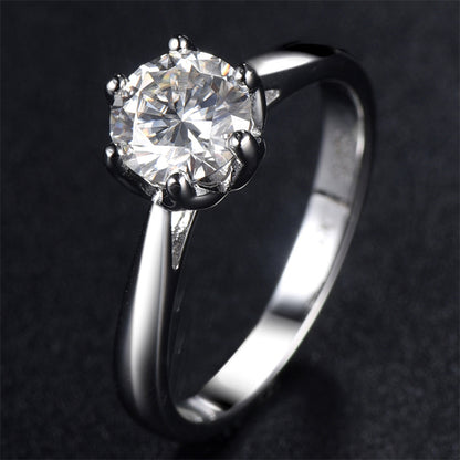 1 Carat D Color Moissanite Engagement Ring - 925 Sterling Silver Classic Solitaire Jewelry