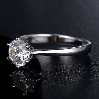 1 Carat D Color Moissanite Engagement Ring - 925 Sterling Silver Classic Solitaire Jewelry