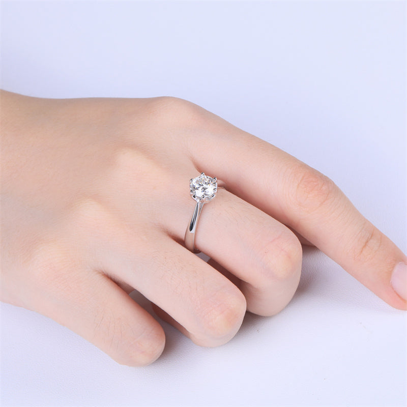 1 Carat D Color Moissanite Engagement Ring - 925 Sterling Silver Classic Solitaire Jewelry