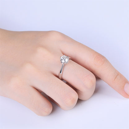 1 Carat D Color Moissanite Engagement Ring - 925 Sterling Silver Classic Solitaire Jewelry