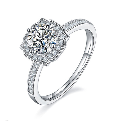 1 Carat D Color Moissanite Engagement Ring - 925 Sterling Silver Four-Prong Solitaire
