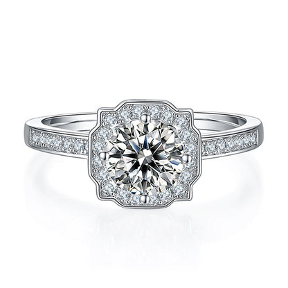 1 Carat D Color Moissanite Engagement Ring - 925 Sterling Silver Four-Prong Solitaire