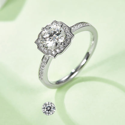 1 Carat D Color Moissanite Engagement Ring - 925 Sterling Silver Four-Prong Solitaire