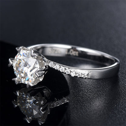 1 Carat D Color Moissanite Snowflake Ring - 925 Sterling Silver Twisted Band Eternity Jewelry with GRA Certificate