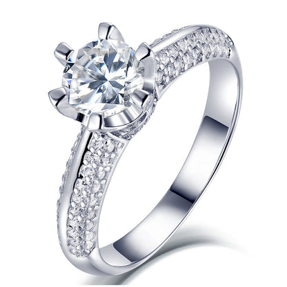 1 Carat D Color Moissanite Solitaire Ring - 925 Sterling Silver Six-Prong Engagement Ring