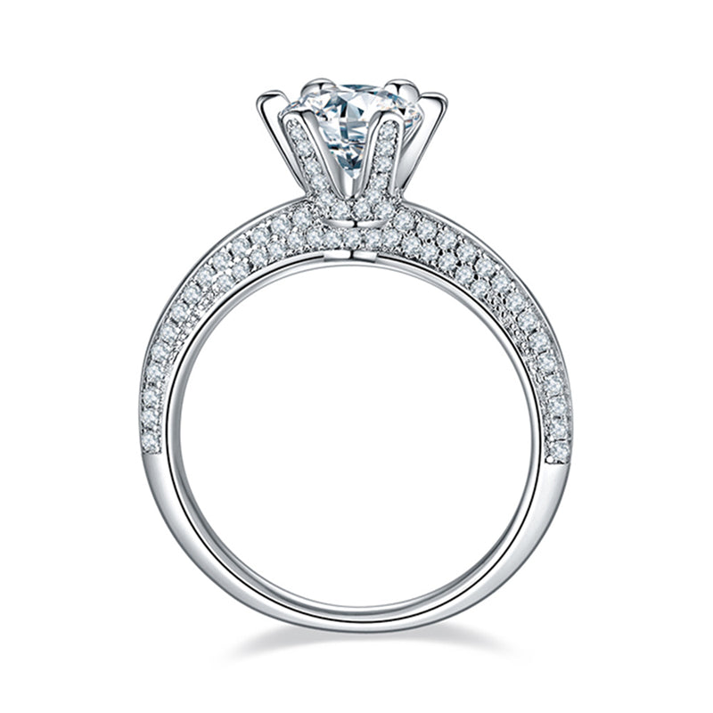 1 Carat D Color Moissanite Solitaire Ring - 925 Sterling Silver Six-Prong Floral Engagement Ring