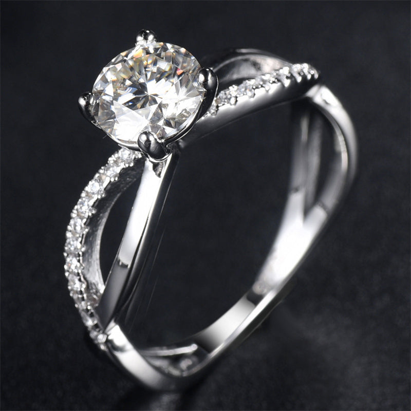 1 Carat D Color Moissanite Waistline Ring - 925 Sterling Silver Modern Engagement Jewelry