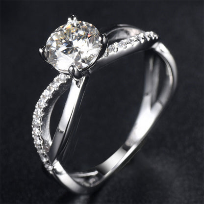 1 Carat D Color Moissanite Waistline Ring - 925 Sterling Silver Modern Engagement Jewelry