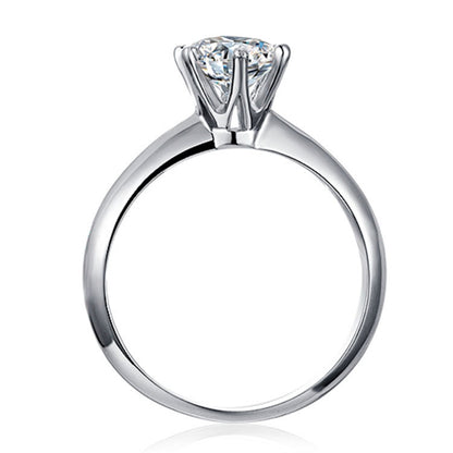 1 Carat Moissanite Six-Prong Solitaire Ring - 925 Sterling Silver Classic Engagement Jewelry