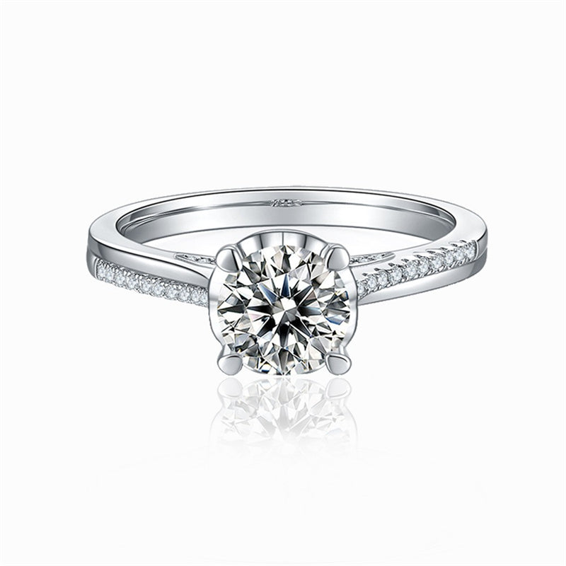 1 Carat Moissanite Solitaire Ring - 925 Sterling Silver Minimalist Engagement Jewelry