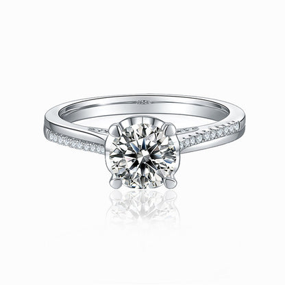 1 Carat Moissanite Solitaire Ring - 925 Sterling Silver Minimalist Engagement Jewelry