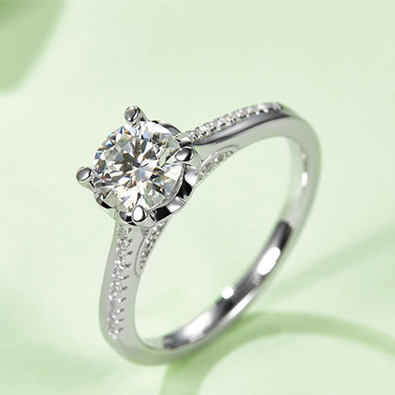 1 Carat Moissanite Solitaire Ring - 925 Sterling Silver Minimalist Engagement Jewelry