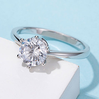1 Carat Moissanite Solitaire Ring - 925 Sterling Silver Minimalist Engagement Ring