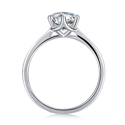 1 Carat Moissanite Solitaire Ring - 925 Sterling Silver Minimalist Engagement Ring