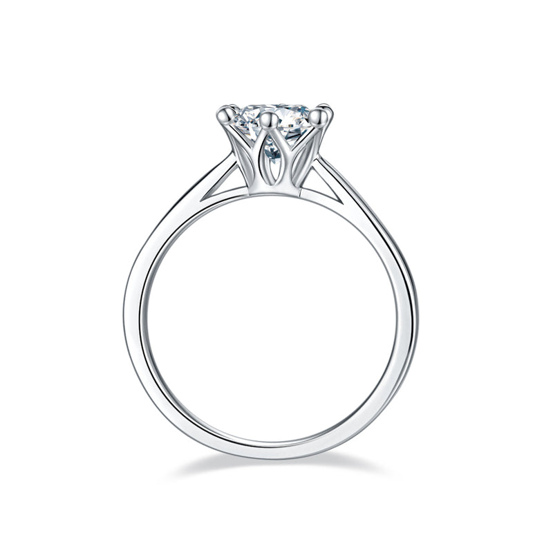 1 Carat Moissanite Solitaire Ring - 925 Sterling Silver Minimalist Wedding Band