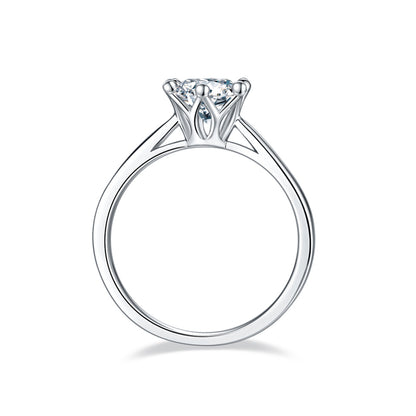 1 Carat Moissanite Solitaire Ring - 925 Sterling Silver Minimalist Wedding Band