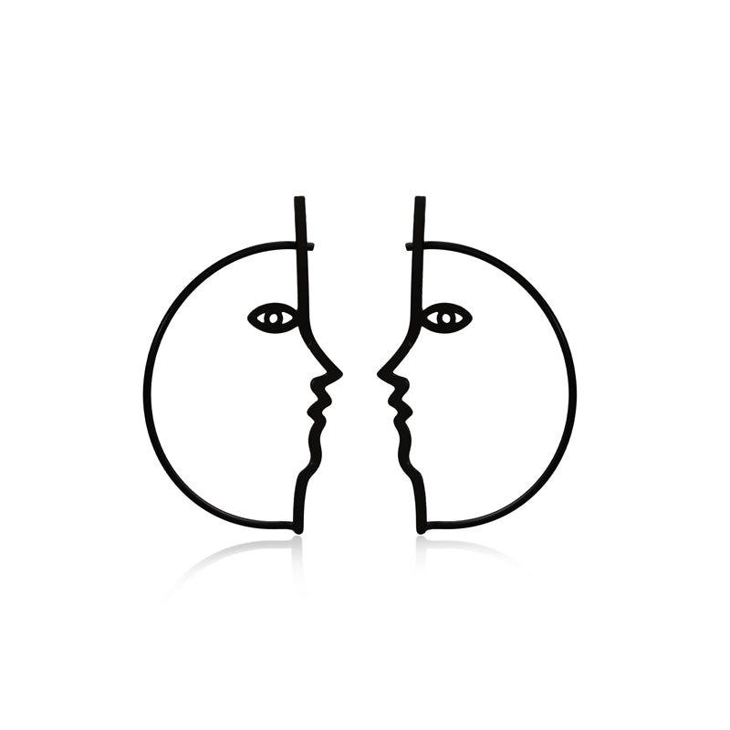 Minimalist Copper Face Earrings - Streamlined Design