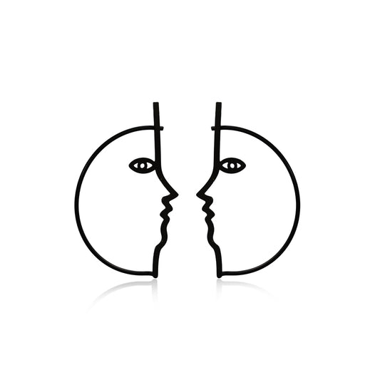 Minimalist Copper Face Earrings - Streamlined Design