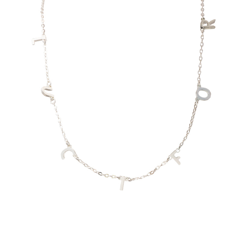 Silver Copper Alloy O-Chain Necklace with Letter Pendant