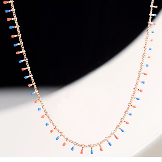 Rose Gold Chopin Chain Necklace with Tassel