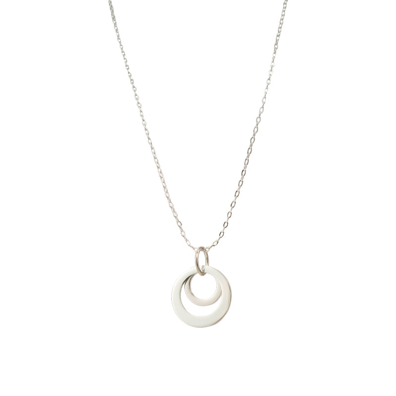Chic silver ring pendant O-chain necklace