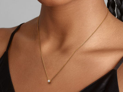 Lab-grown Diamond Bezel Pendant Necklace 0.15 carat tw 14k Gold