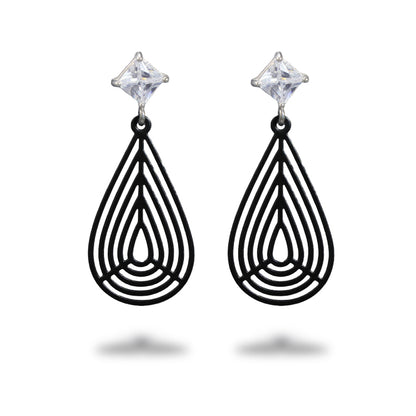 Classic Black Teardrop Earrings - Symmetrical and Asymmetrical Design