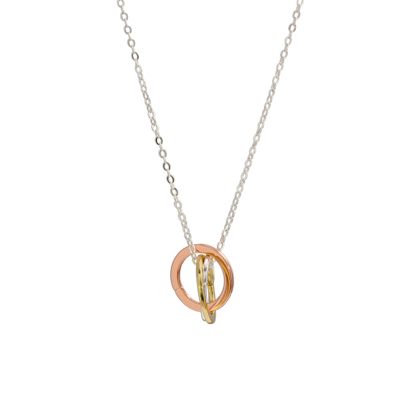 Geometric Copper Alloy O-Chain Necklace with Circle Pendant