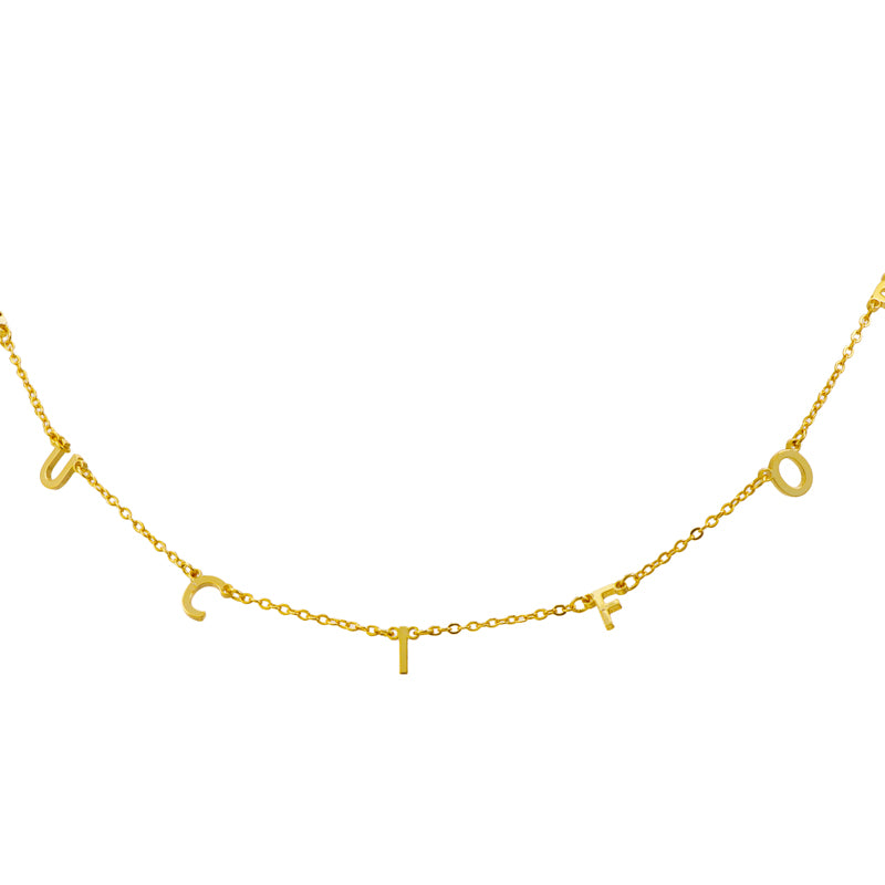 Gold Copper Alloy O-Chain Necklace with Letter Pendant