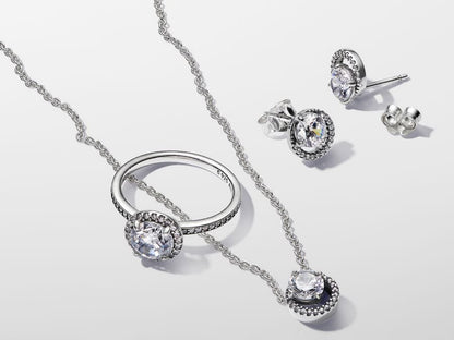 Sparkling Round Halo Pendant Collier Necklace