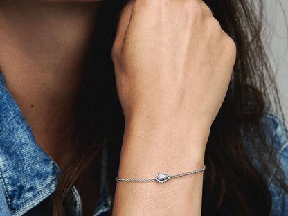 Sparkling Pear Halo Chain Bracelet