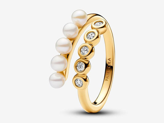 Treated Freshwater Cultured Pearls & Stones Open Ring