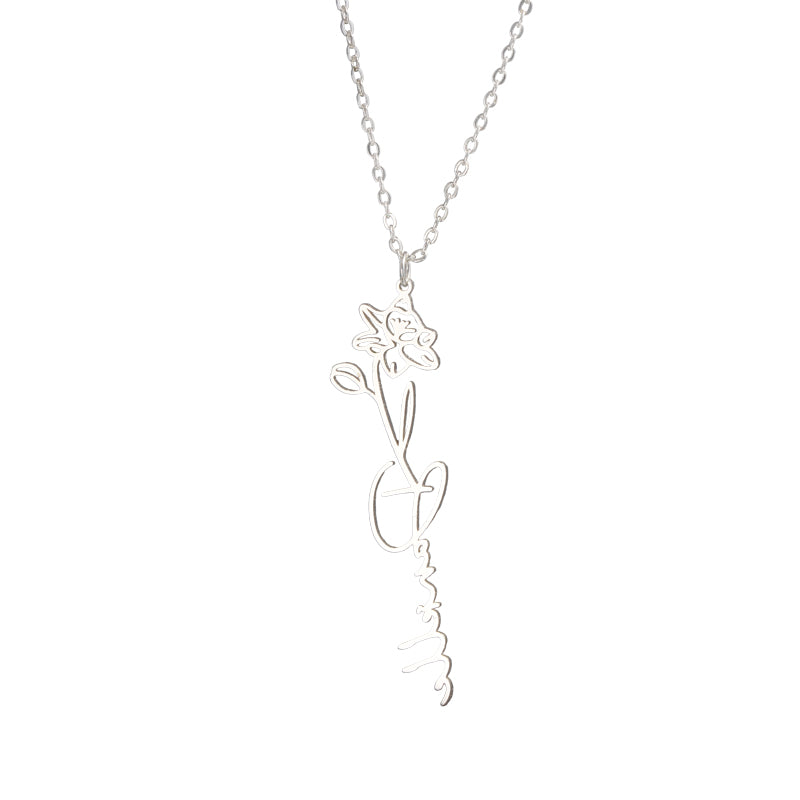 Nature-Inspired Stainless Steel Flower Pendant Necklace