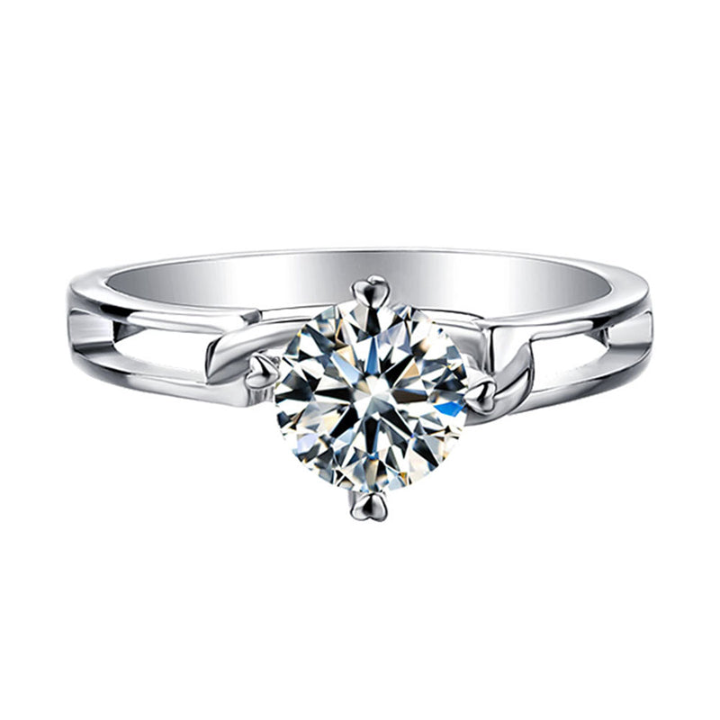 1 Carat D Color Moissanite Engagement Ring - 925 Sterling Silver Twisted Shank Solitaire