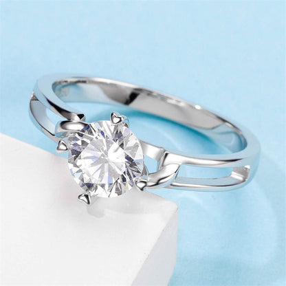 1 Carat D Color Moissanite Engagement Ring - 925 Sterling Silver Twisted Shank Solitaire