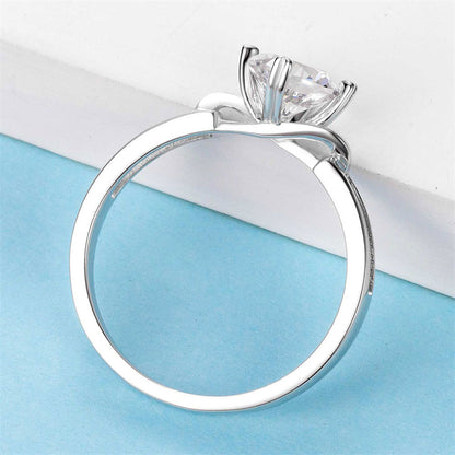 1 Carat D Color Moissanite Engagement Ring - 925 Sterling Silver Twisted Shank Solitaire
